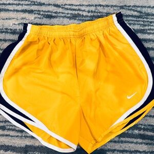 Nike Women's Yellow and Black Athletic Shorts